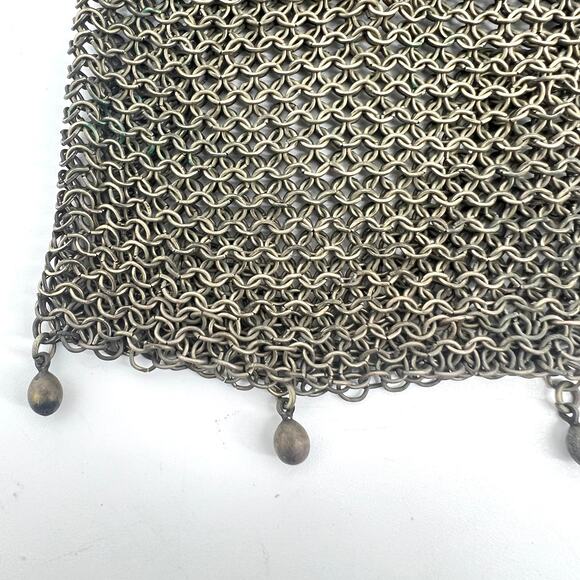 Antique Genuine German Silver Mesh Purse 5" x 5" with 8.5" Strap Drop - Picture 6 of 12